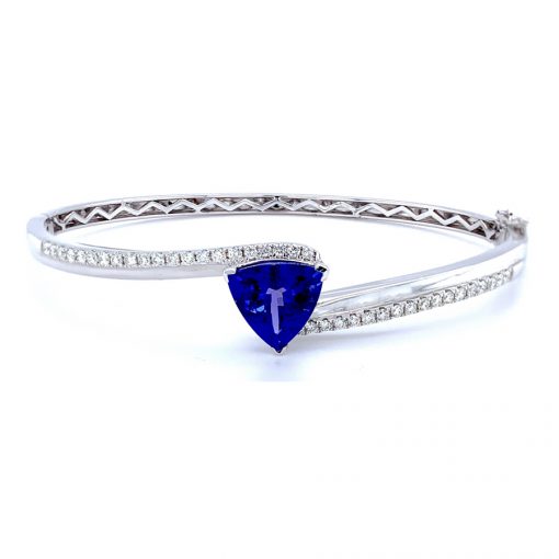 Round Sterling Silver Pave Diamond Tanzanite Bracelet, Weight: 9.58 Grams  at Rs 26325/piece in Jaipur